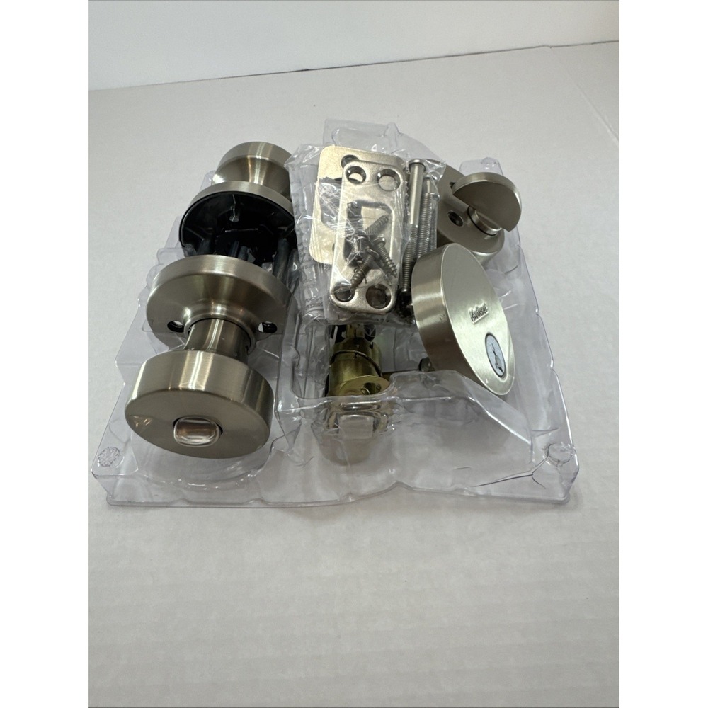 Kwikset Pismo Rose Entry Lever & Single Cylinder Deadbolt Satin Nickel 99910-069